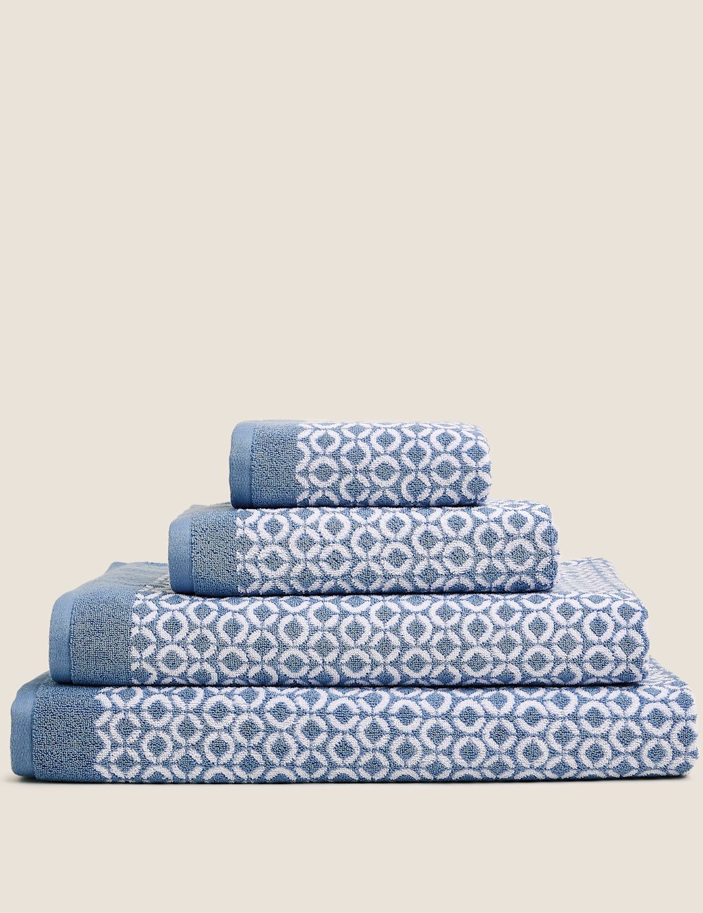 M&S Pure Cotton Repeat Links Towel - Hand Towel - Chambray, Chambray