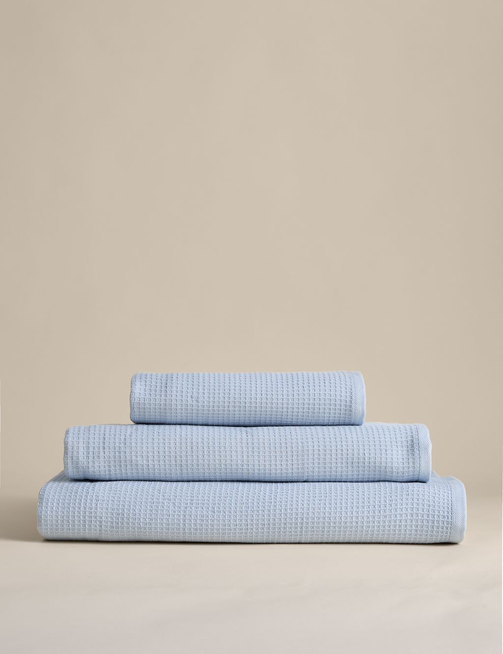 M&S Pure Cotton Waffle Towel - Bath Sheet - Dusty Blue, Dusty Blue
