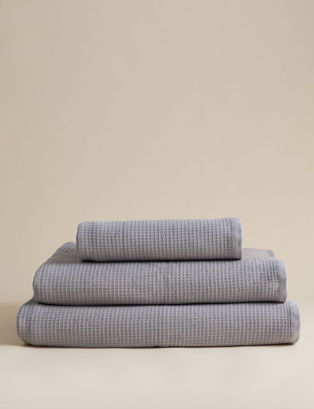 M&S Pure Cotton Waffle Towel - Bath Sheet - Marble, Marble