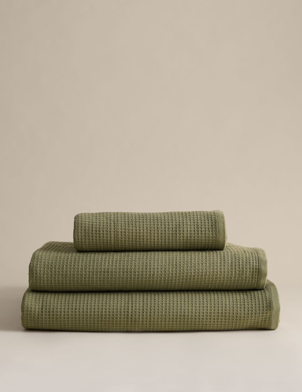 M&S Pure Cotton Waffle Towel - Hand Towel - Fern, Fern