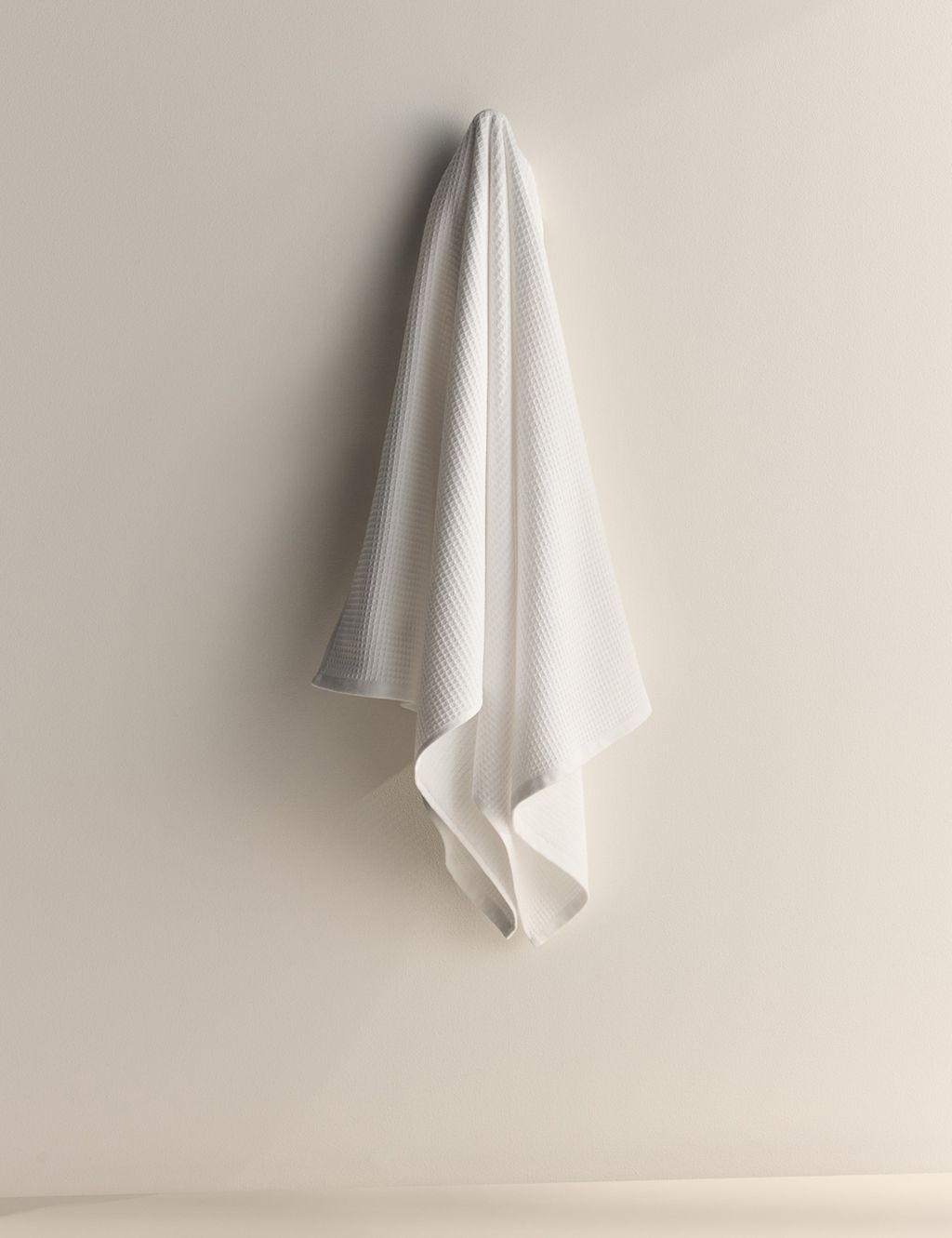 M&S Pure Cotton Waffle Towel - Bath Sheet - White, White