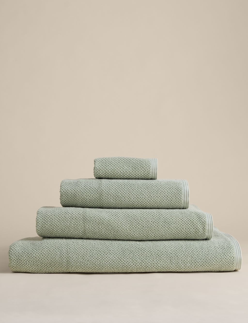 M&S Pure Cotton Rice Weave Bath Towel - Bath Sheet - Sage, Sage