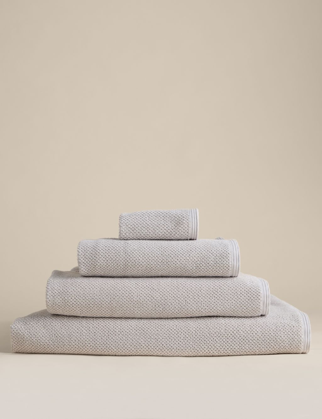 M&S Pure Cotton Rice Weave Bath Towel - Bath Sheet - Dove, Dove
