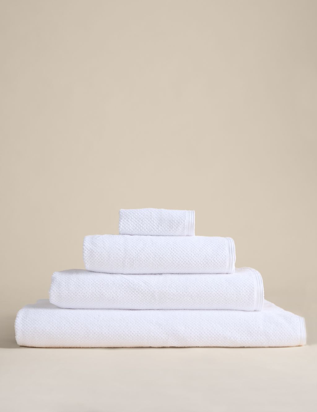 M&S Pure Cotton Rice Weave Bath Towel - Bath Sheet - White, White