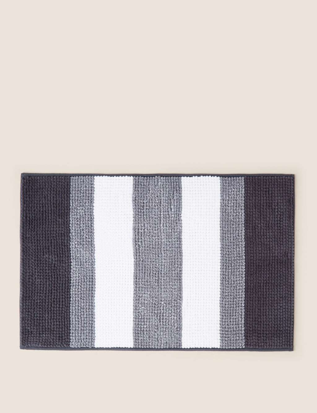 M&S Bobble Striped Bath Mat - Charcoal, Charcoal
