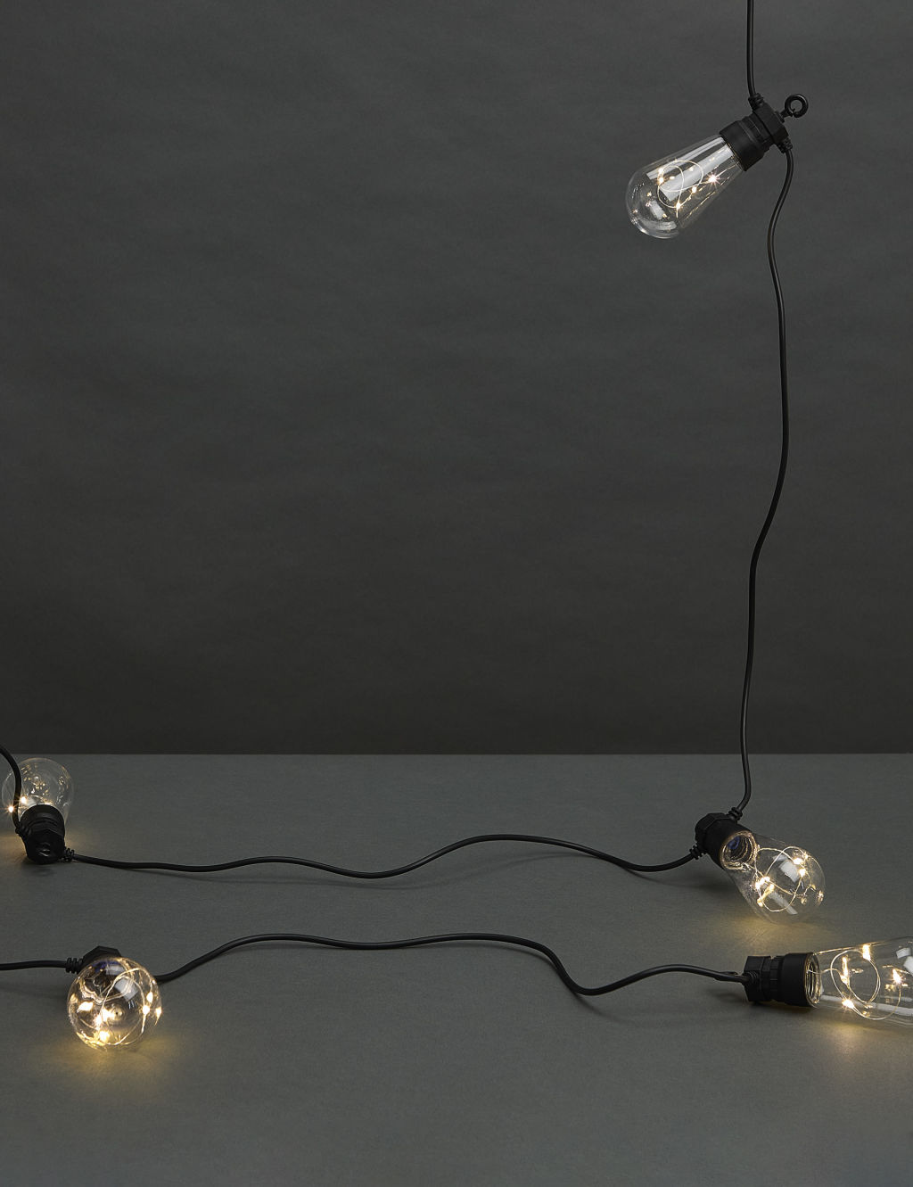 M&S 10 Warm White LED Solar Festoon Lights - 1SIZE - Black, Black