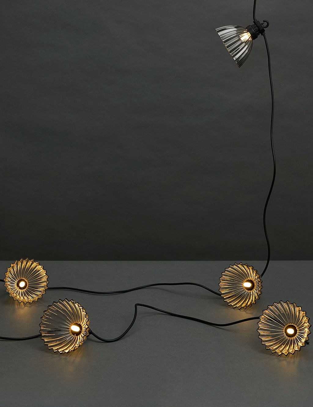 M&S 10 Warm White Fluted Solar String Lights - 1SIZE - Grey, Grey