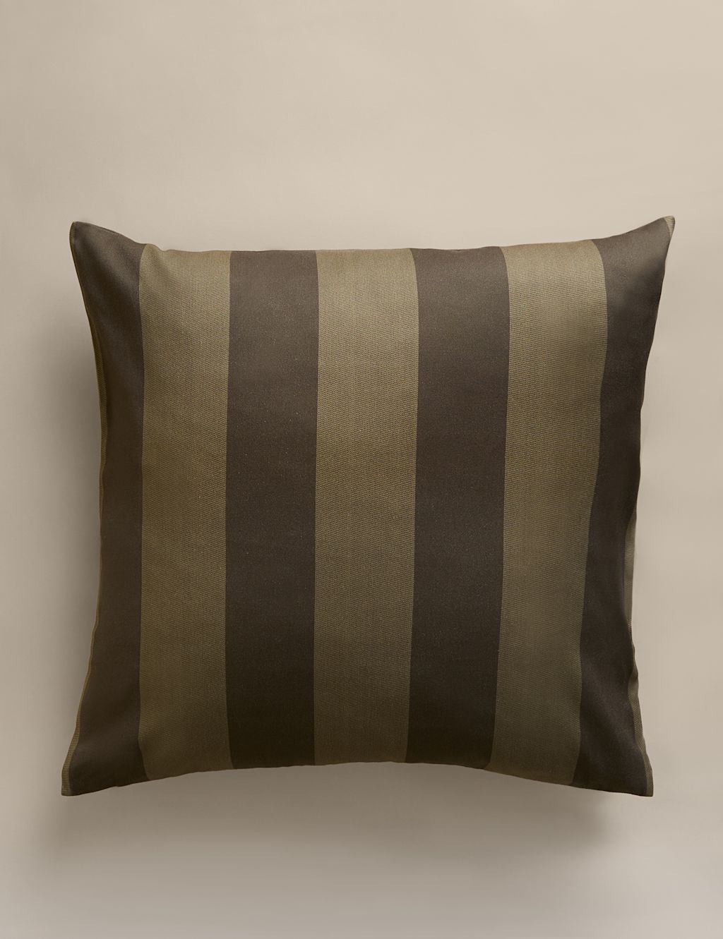 M&S Pure Cotton Stripe Cushion Cover - Green, Green