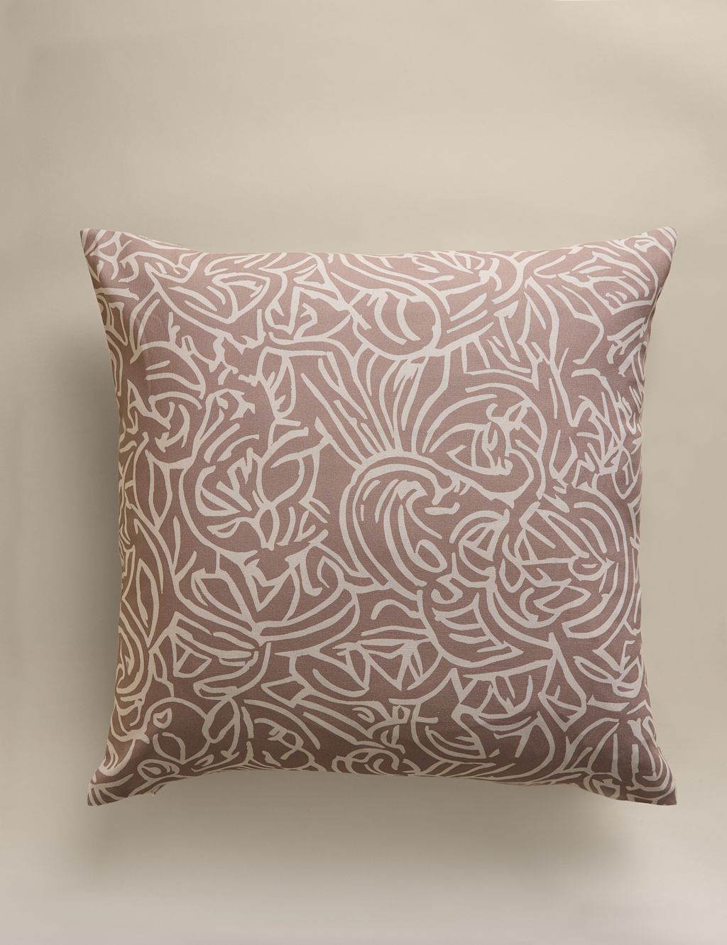 M&S Pure Cotton Abstract Swirl Cushion Cover - Natural Mix, Natural Mix