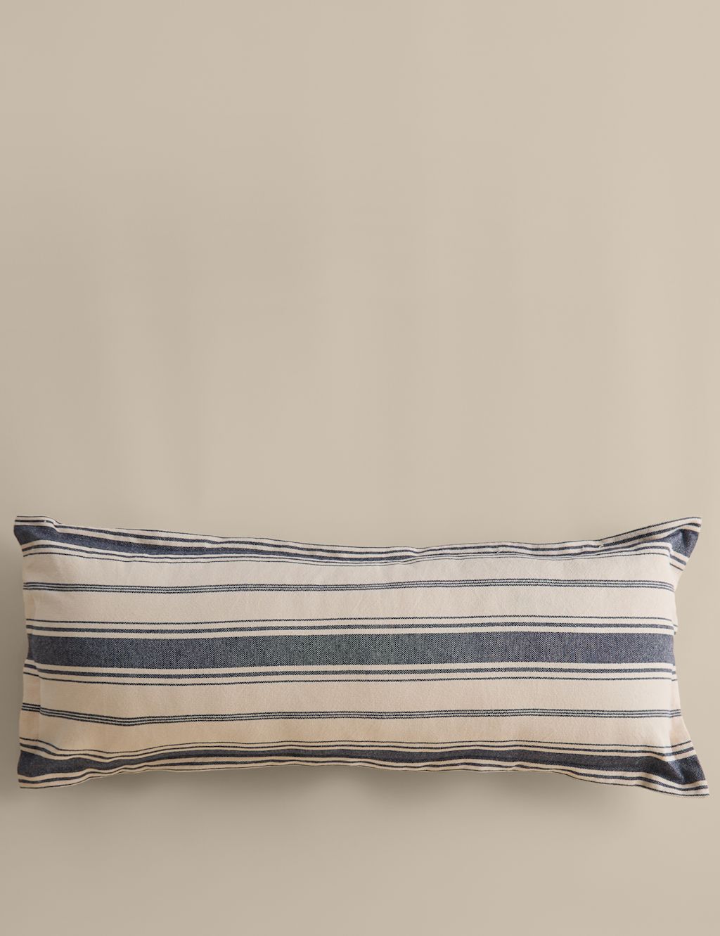 M&S Pure Cotton Woven Stripe Bolster Cushion - Navy Mix, Navy Mix