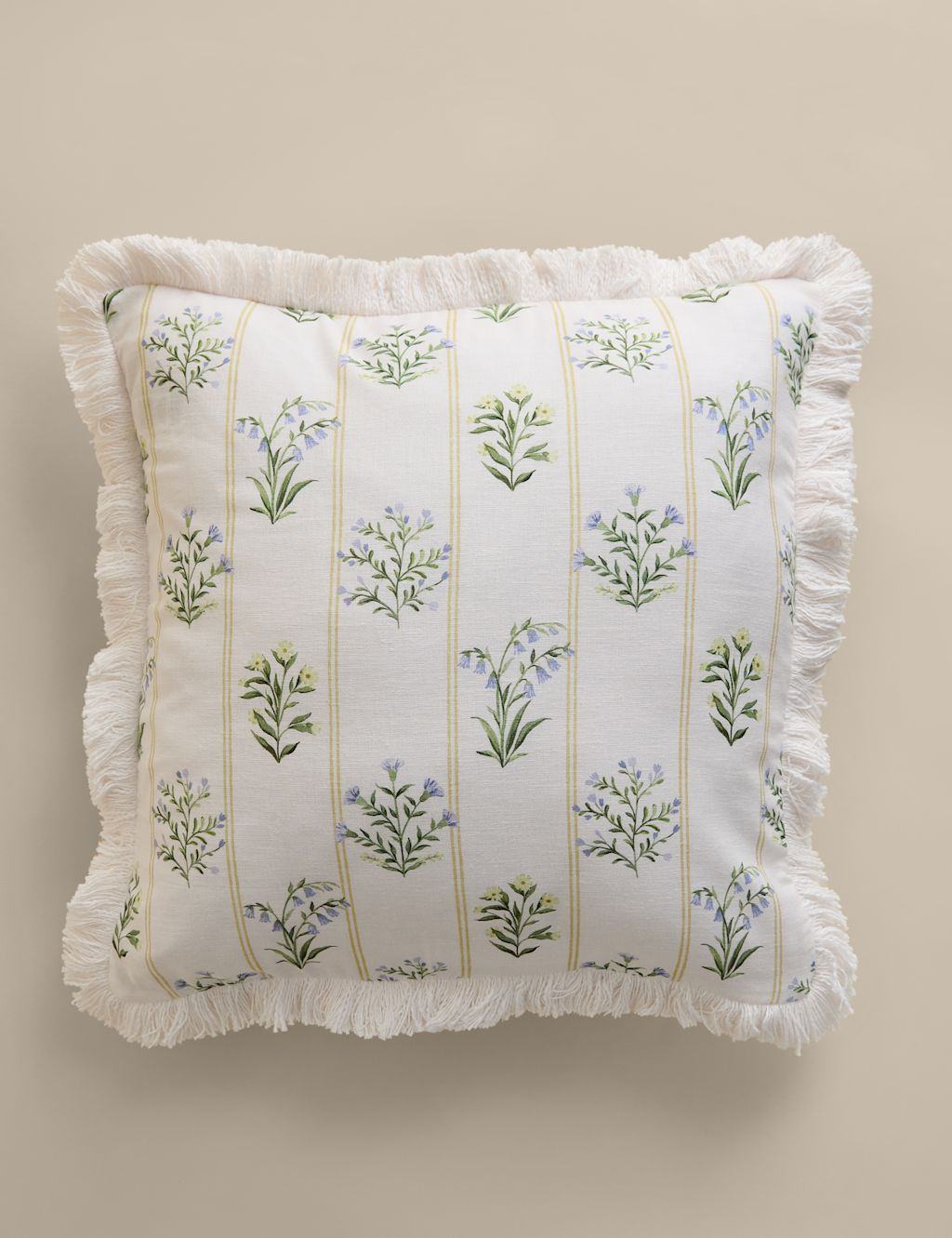 M&S Cotton Rich Floral Cushion - Natural Mix, Natural Mix