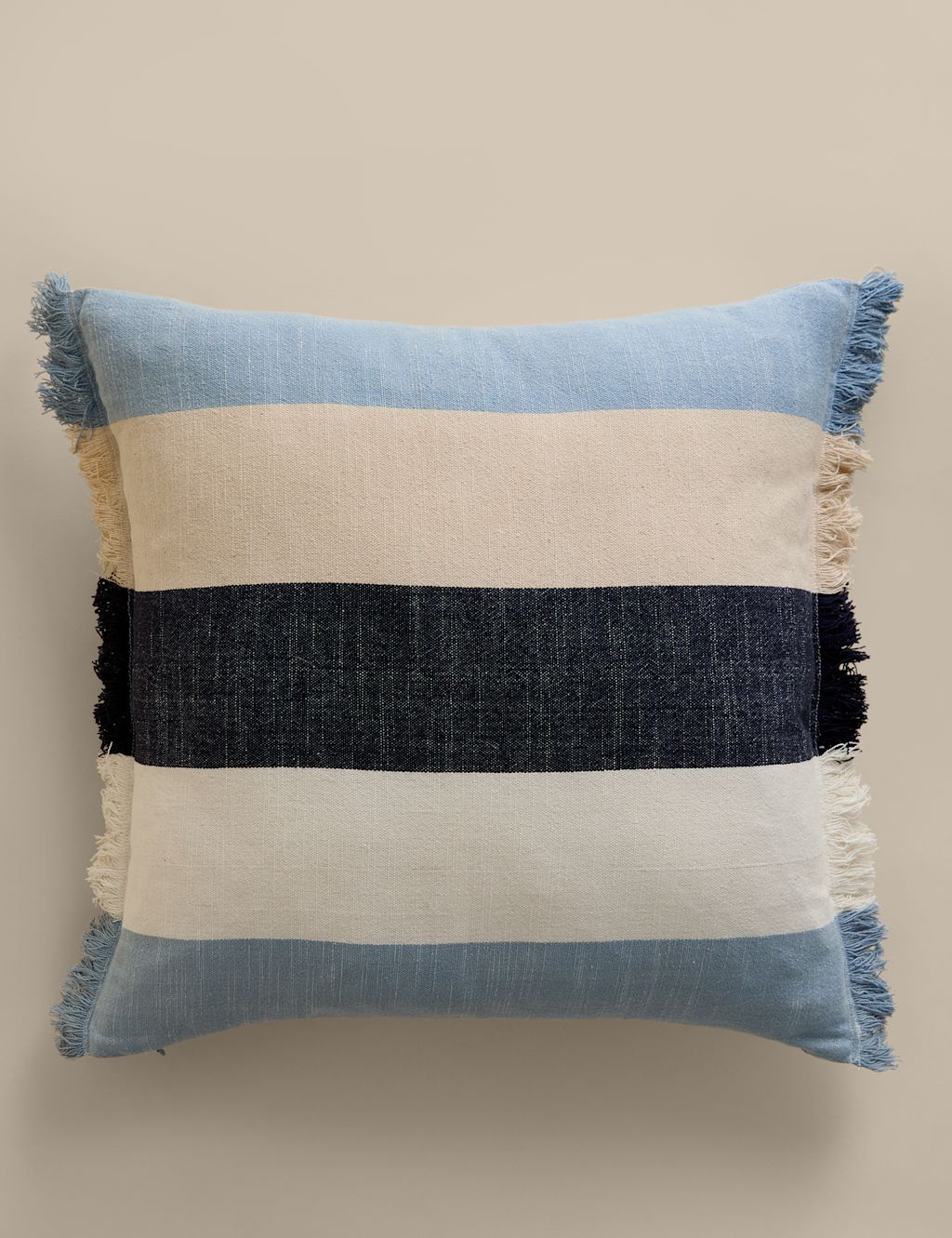 M&S Pure Cotton Woven Striped Outdoor Cushion - Blue Mix, Blue Mix