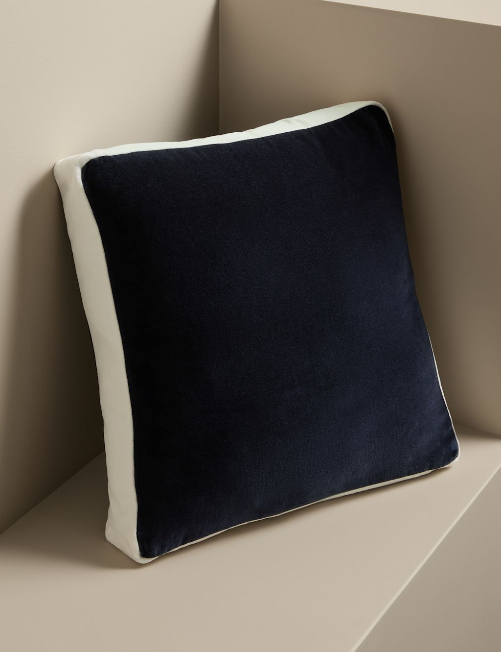 M&S X Kelly Hoppen Velvet Box Cushion - Navy Mix, Navy Mix