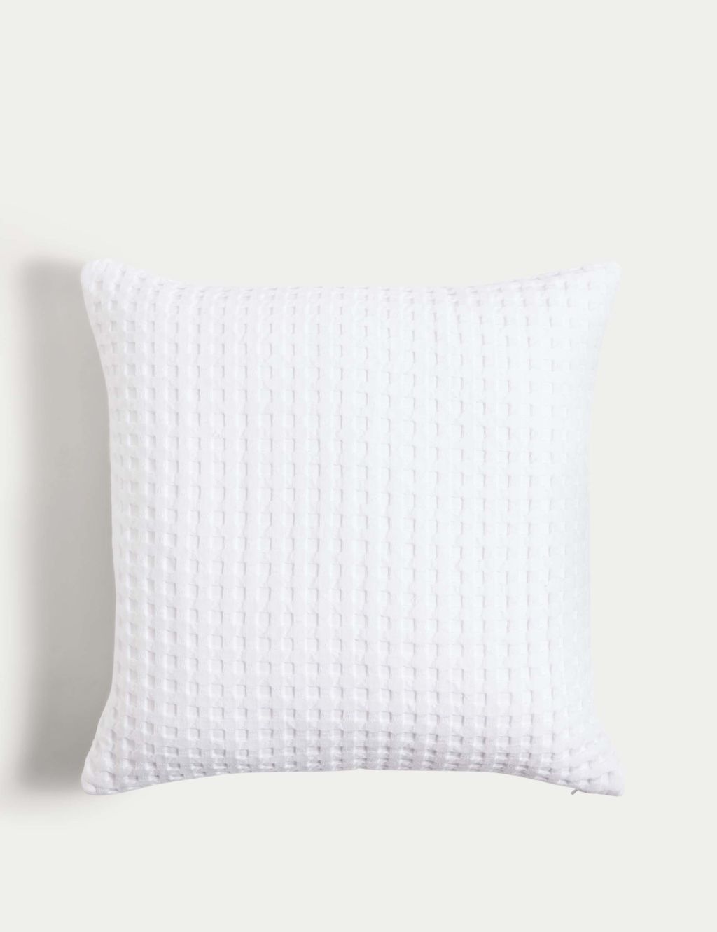 M&S Pure Cotton Waffle Cushion - 1SIZE - Soft White, Soft White