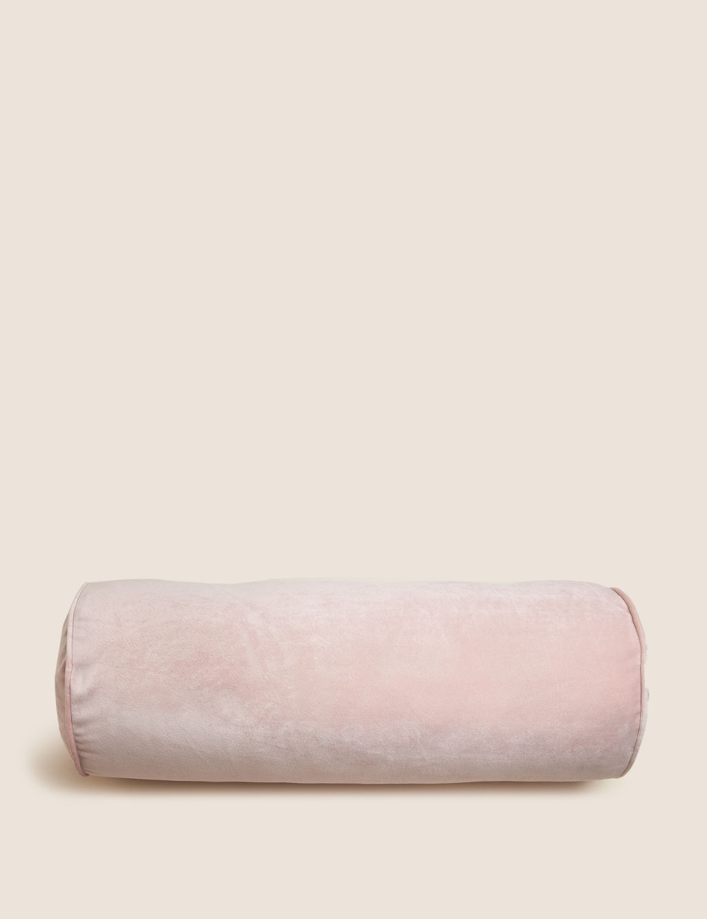 M&S Velvet Piped Bolster Cushion - 1SIZE - Pink, Pink