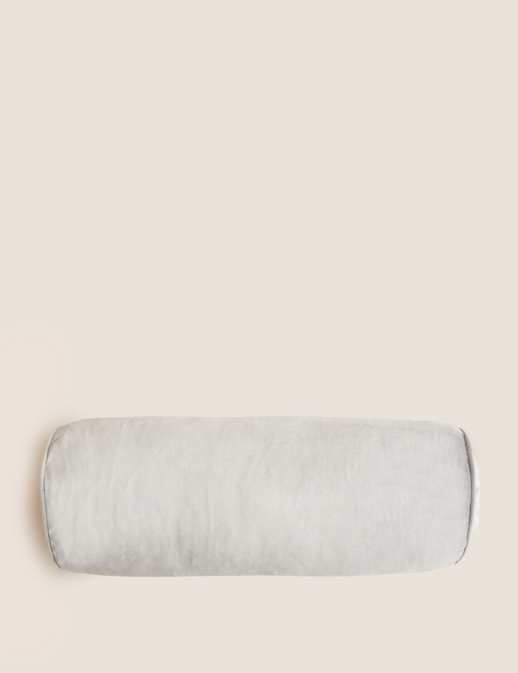 M&S Velvet Piped Bolster Cushion - 1SIZE - Light Grey, Light Grey