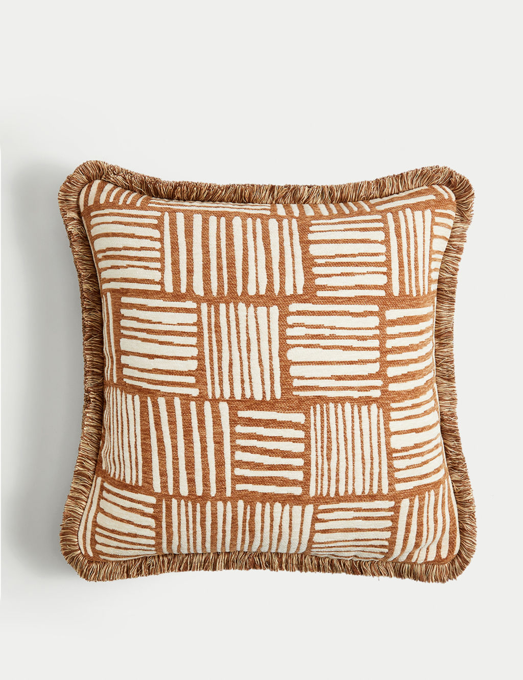 M&S Chenille Striped Cushion - 1SIZE - Brown Mix, Brown Mix