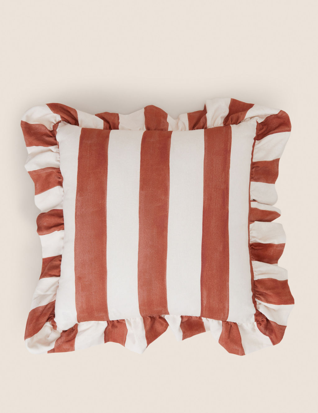 M&S Pure Cotton Striped Cushion - 1SIZE - Rust Mix, Rust Mix