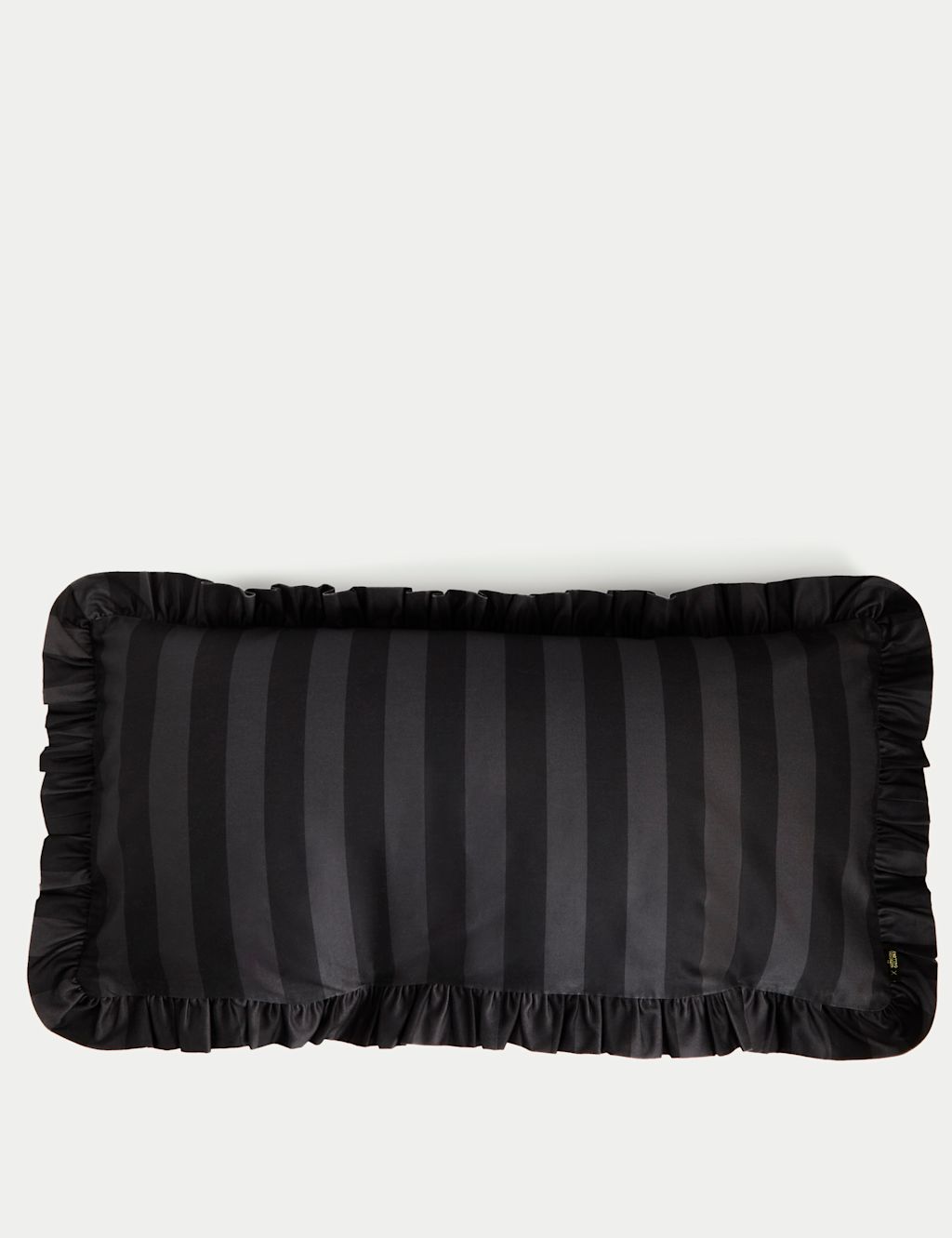 M&S X National Gallery Pure Cotton Frill Striped Bolster Cushion - 1SIZE - Black Mix, Black Mix