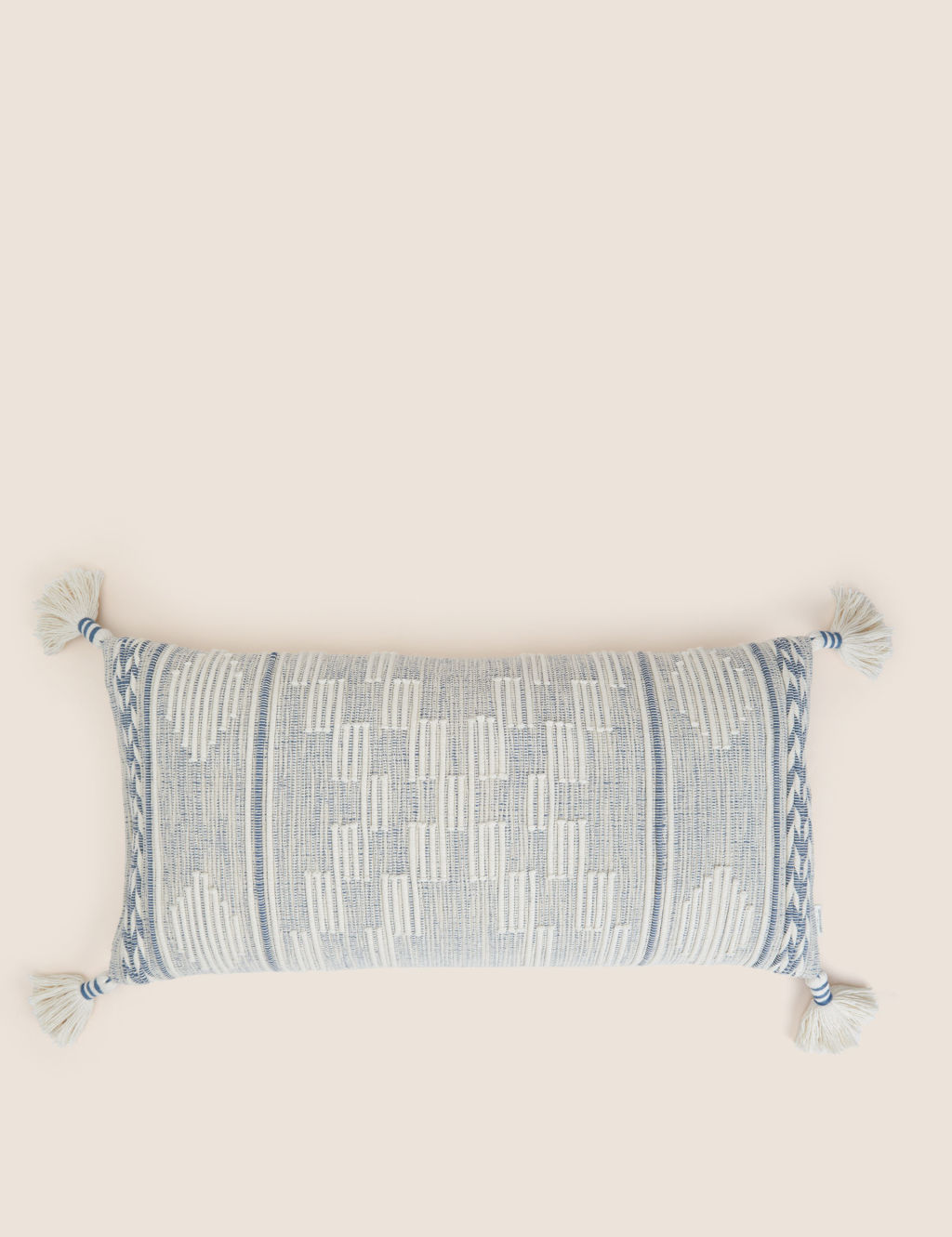 M&S X Fired Earth Seville Amar Large Textured Bolster Cushion - 1SIZE - Blue Mix, Blue Mix