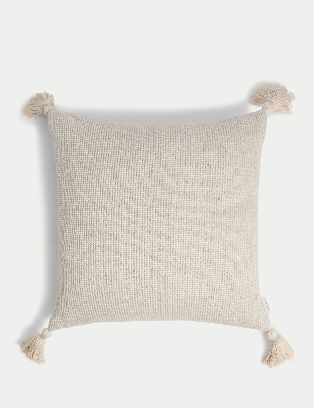M&S X Fired Earth Pure Cotton Textured Tasselled Cushion - 1SIZE - Malm, Malm