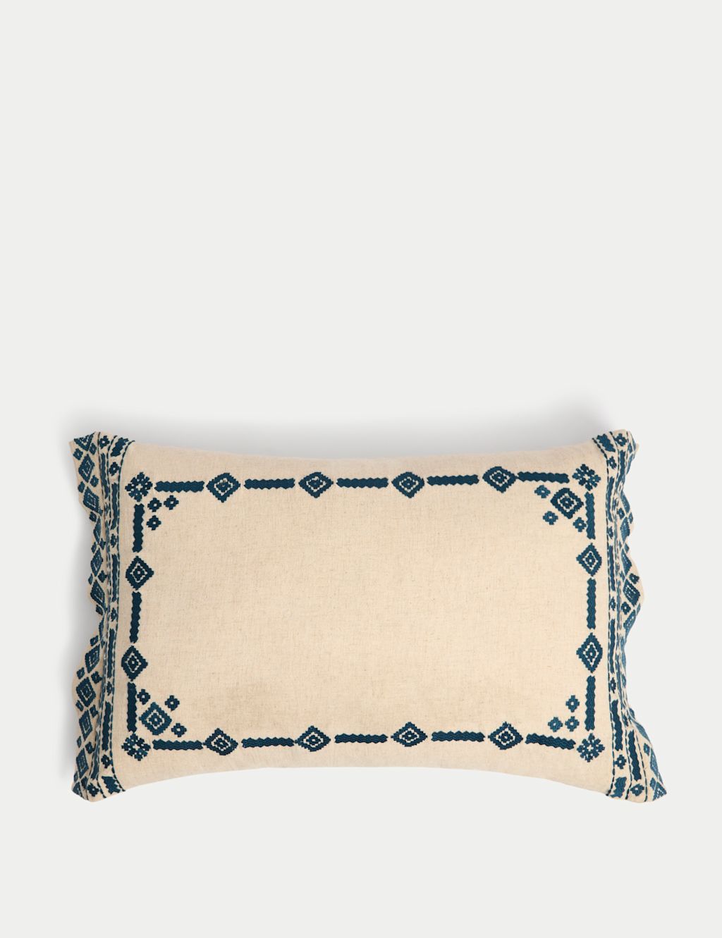 M&S X Fired Earth Kimyou Cotton Rich Bolster Cushion - 1SIZE - Blue Mix, Blue Mix