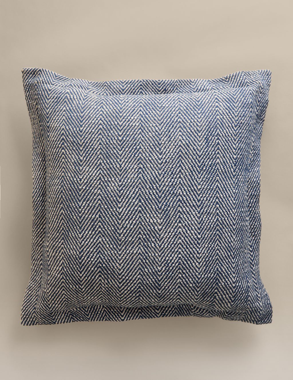 M&S Pure Cotton Herringbone Cushion - Slate Blue, Slate Blue