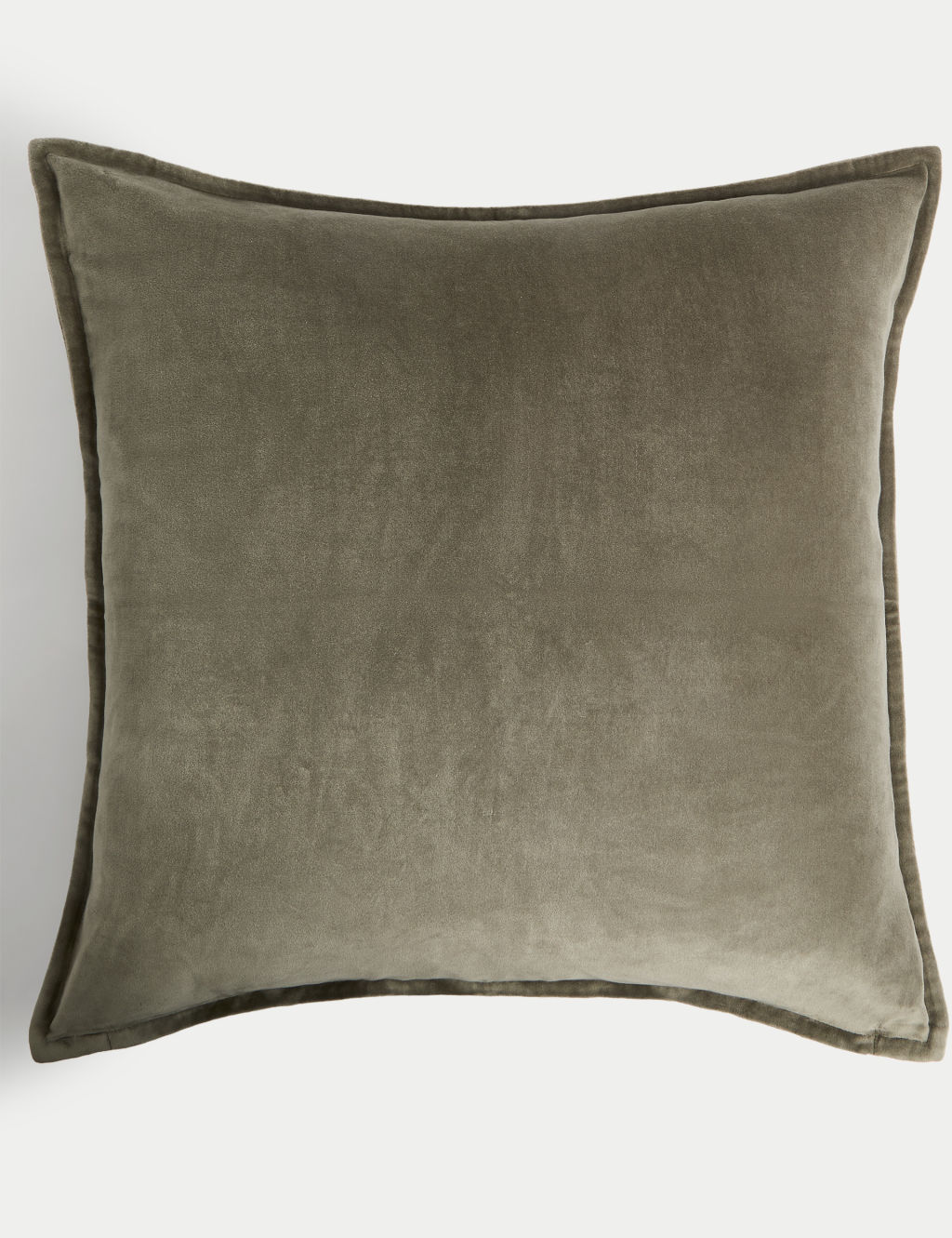 M&S Pure Cotton Velvet Large Cushion - Dusty Green, Dusty Green