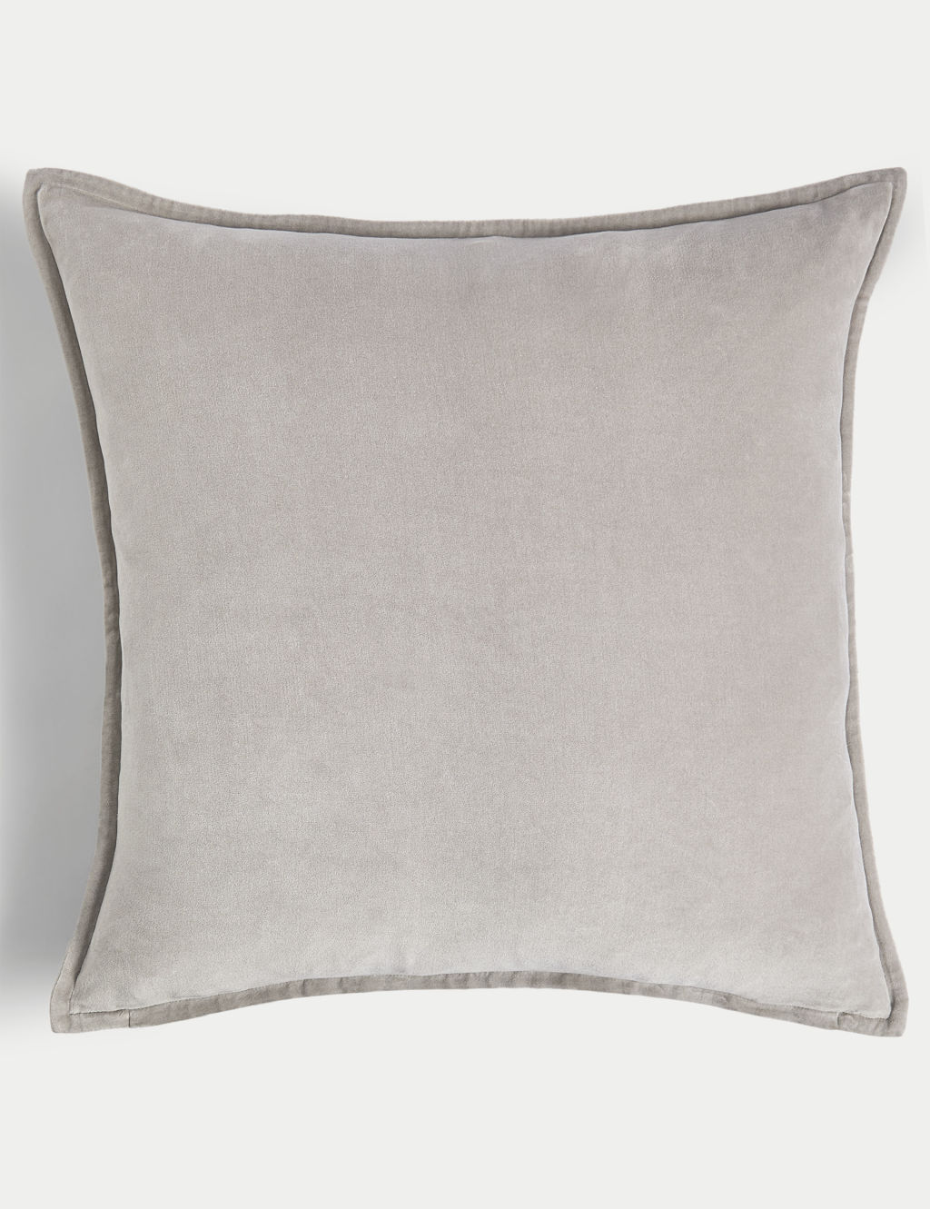 M&S Pure Cotton Velvet Large Cushion - 1SIZE - Grey, Grey