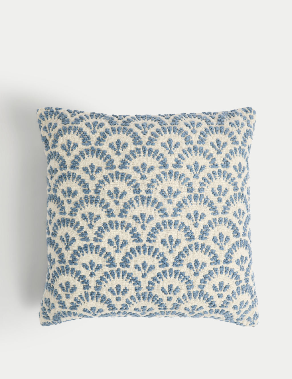 M&S Pure Cotton Fan Jacquard Cushion - Blue Mix, Blue Mix