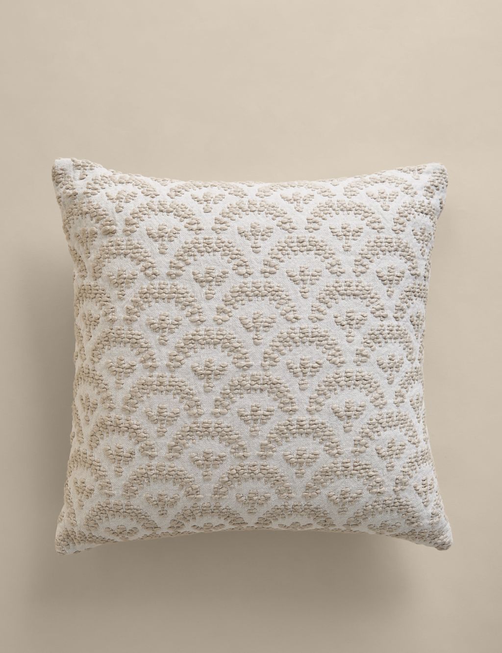 M&S Pure Cotton Fan Jacquard Cushion - Natural Mix, Natural Mix