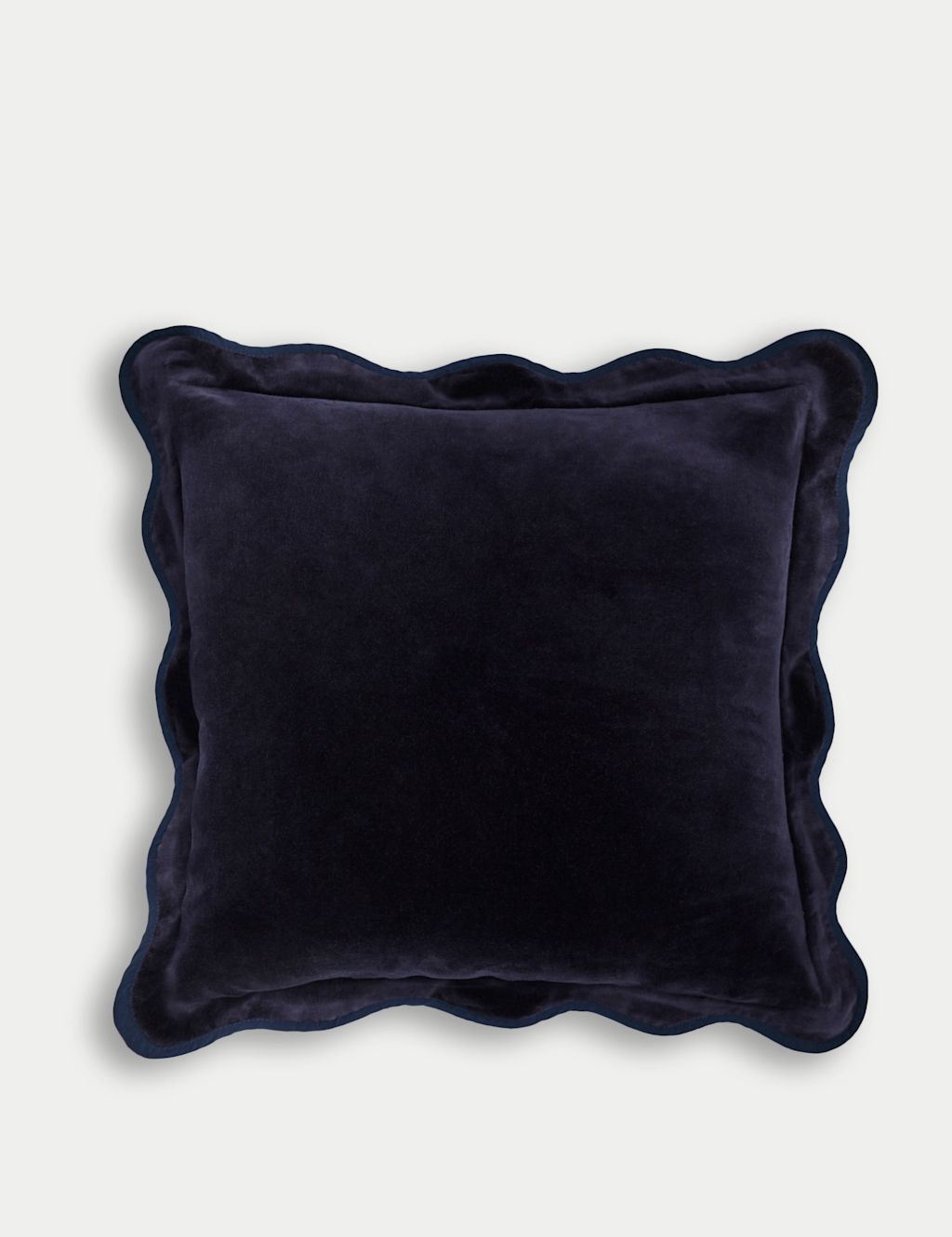 M&S Velvet Scallop Cushion - 1SIZE - Navy, Navy