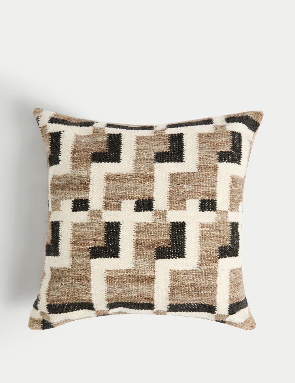 M&S Wool Blend Geometric Cushion - 1SIZE - Neutral, Neutral