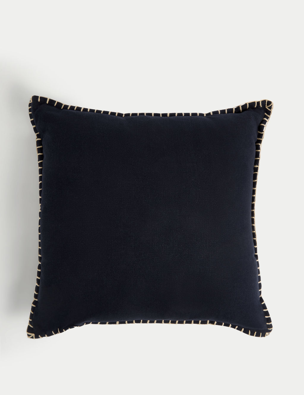 M&S Pure Cotton Blanket Stitched Cushion - 1SIZE - Dark Navy, Dark Navy