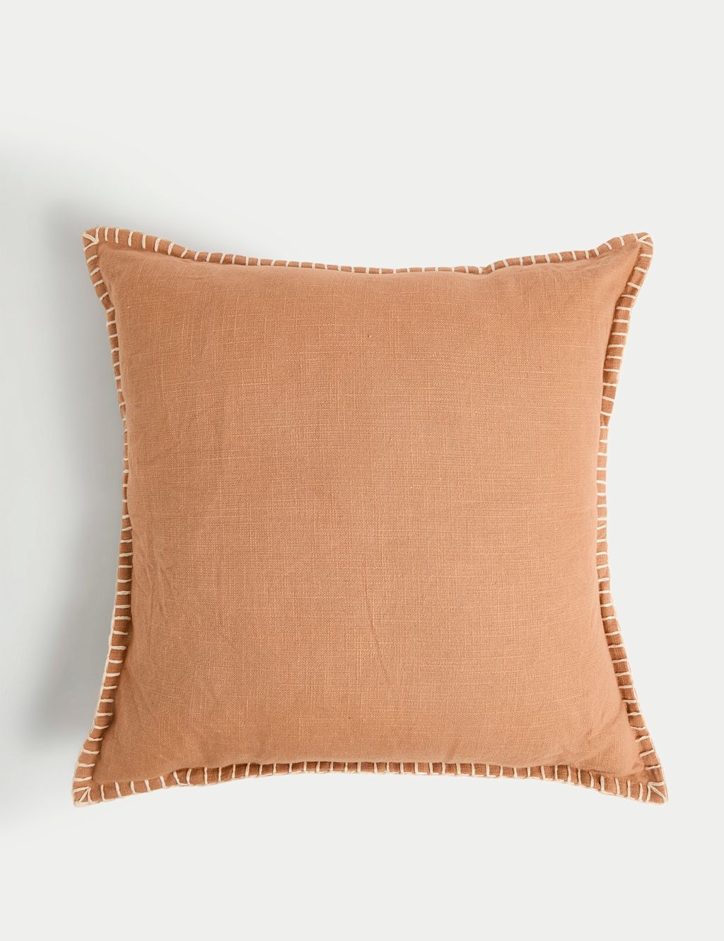 M&S Pure Cotton Blanket Stitched Cushion - 1SIZE - Mocha, Mocha