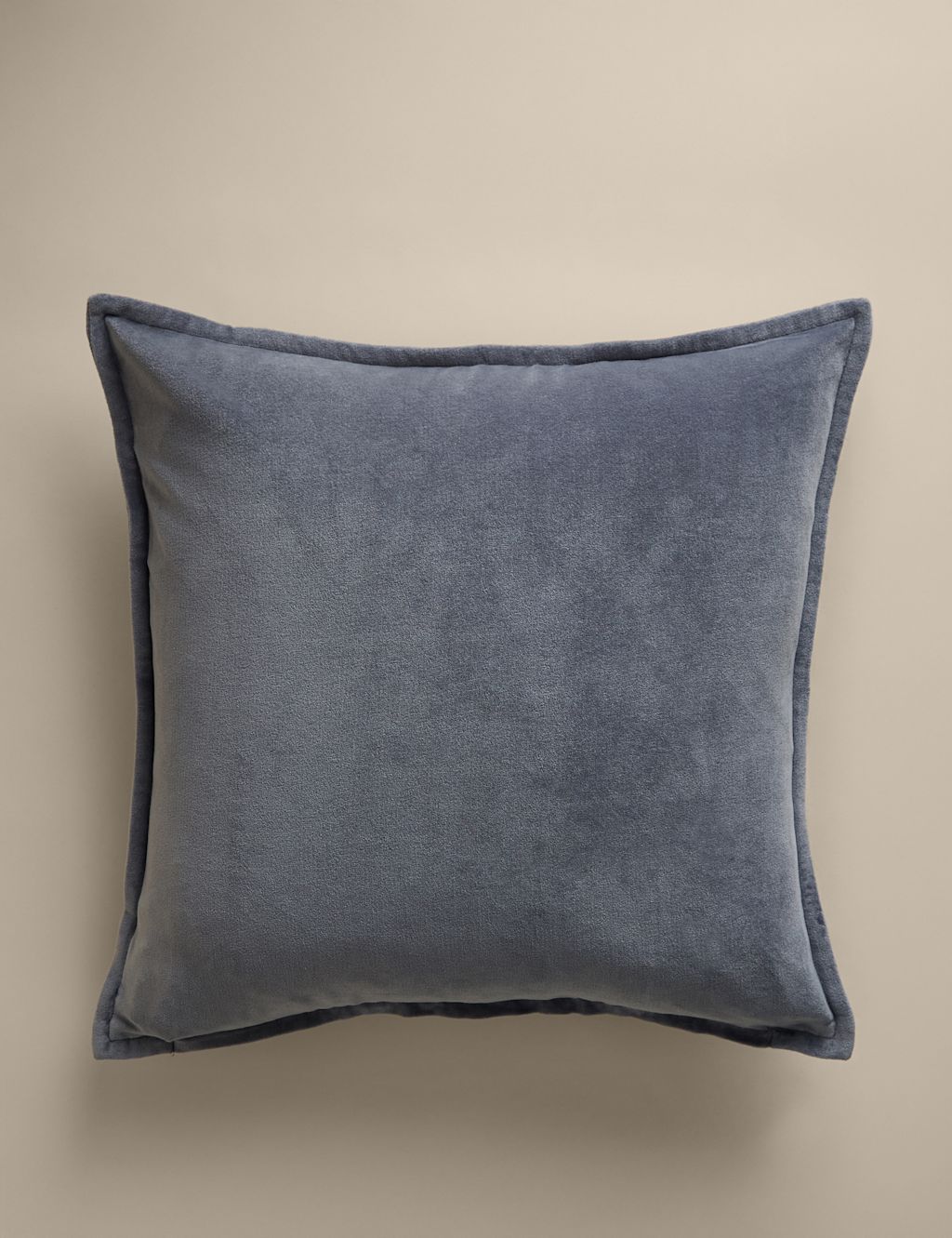 M&S Pure Cotton Velvet Cushion Cover - Slate Blue, Slate Blue