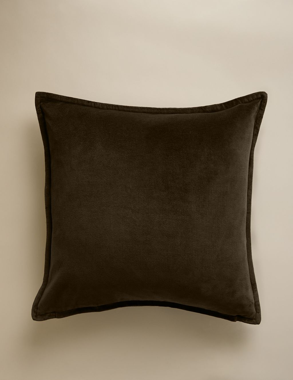 M&S Pure Cotton Velvet Cushion Cover - Dark Green, Dark Green