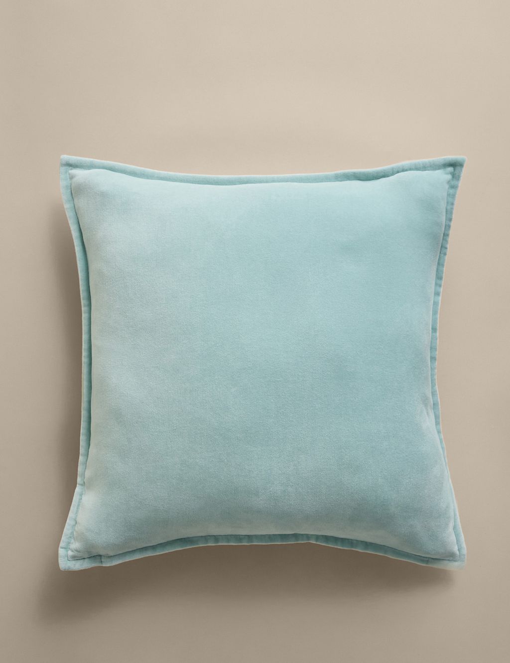 M&S Pure Cotton Velvet Cushion Cover - Aqua, Aqua