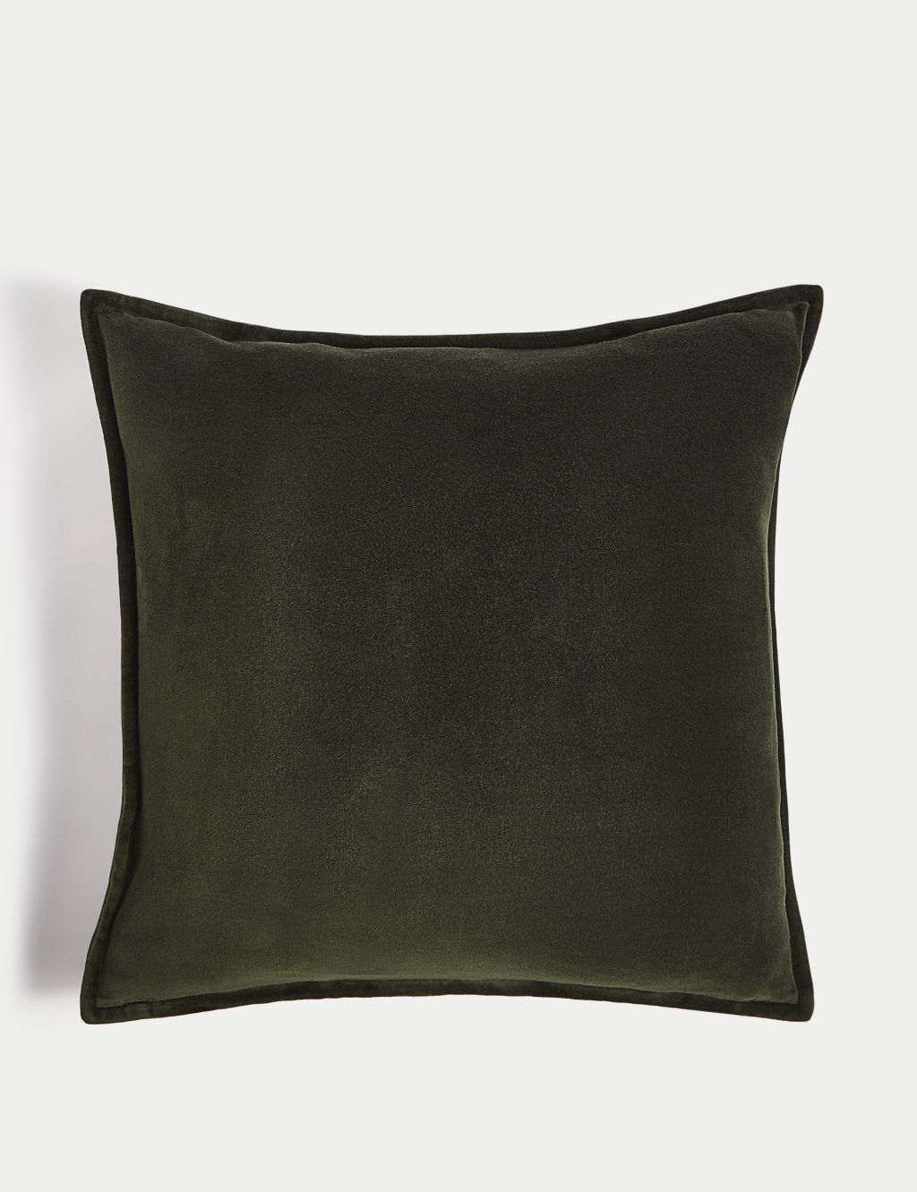 M&S Pure Cotton Velvet Cushion - 1SIZE - Dark Green, Dark Green
