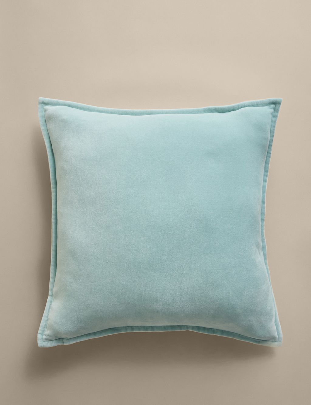 M&S Pure Cotton Velvet Cushion - Aqua, Aqua