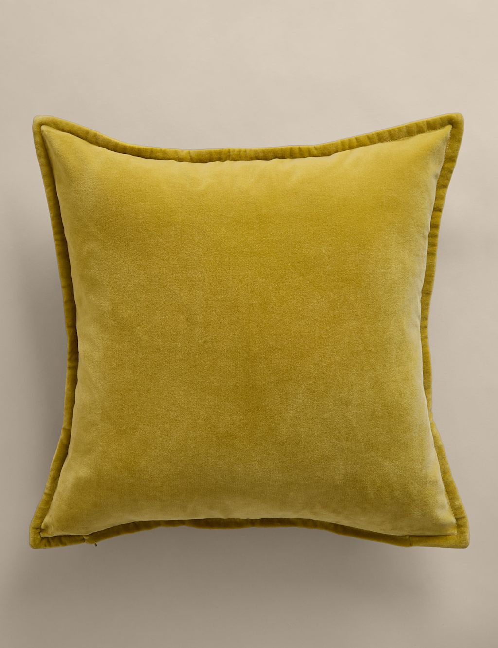 M&S Pure Cotton Velvet Cushion - Chartreuse, Chartreuse