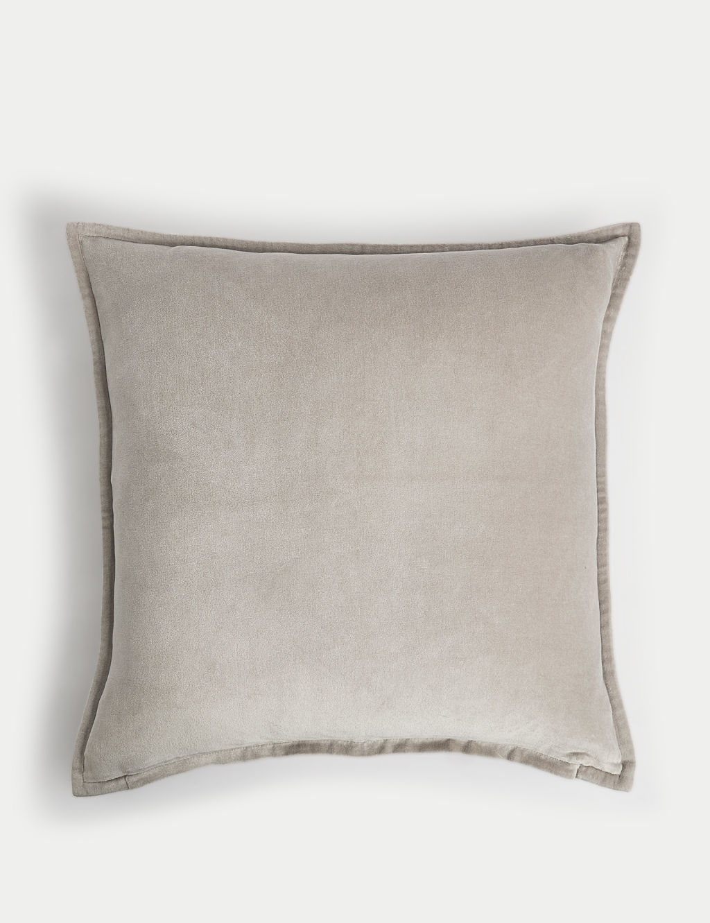 M&S Pure Cotton Velvet Cushion - 1SIZE - Light Grey, Light Grey