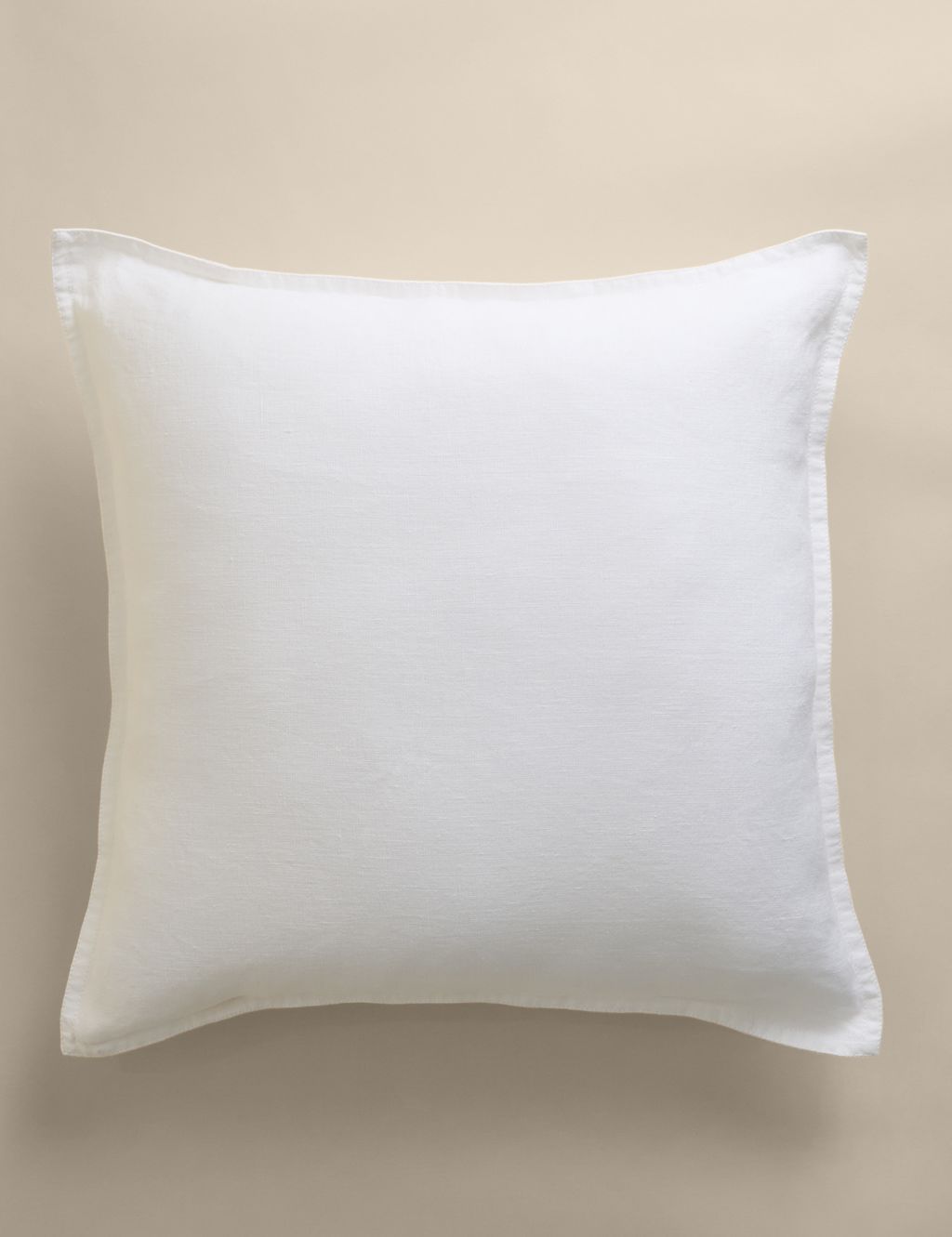 M&S Pure Linen Cushion - White, White