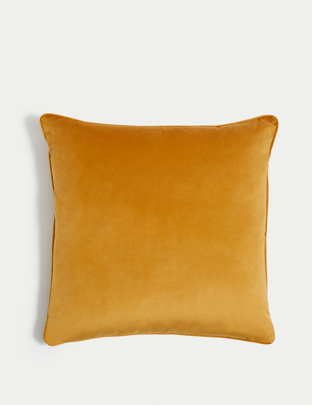 M&S Velvet Piped Cushion - 1SIZE - Ochre, Ochre