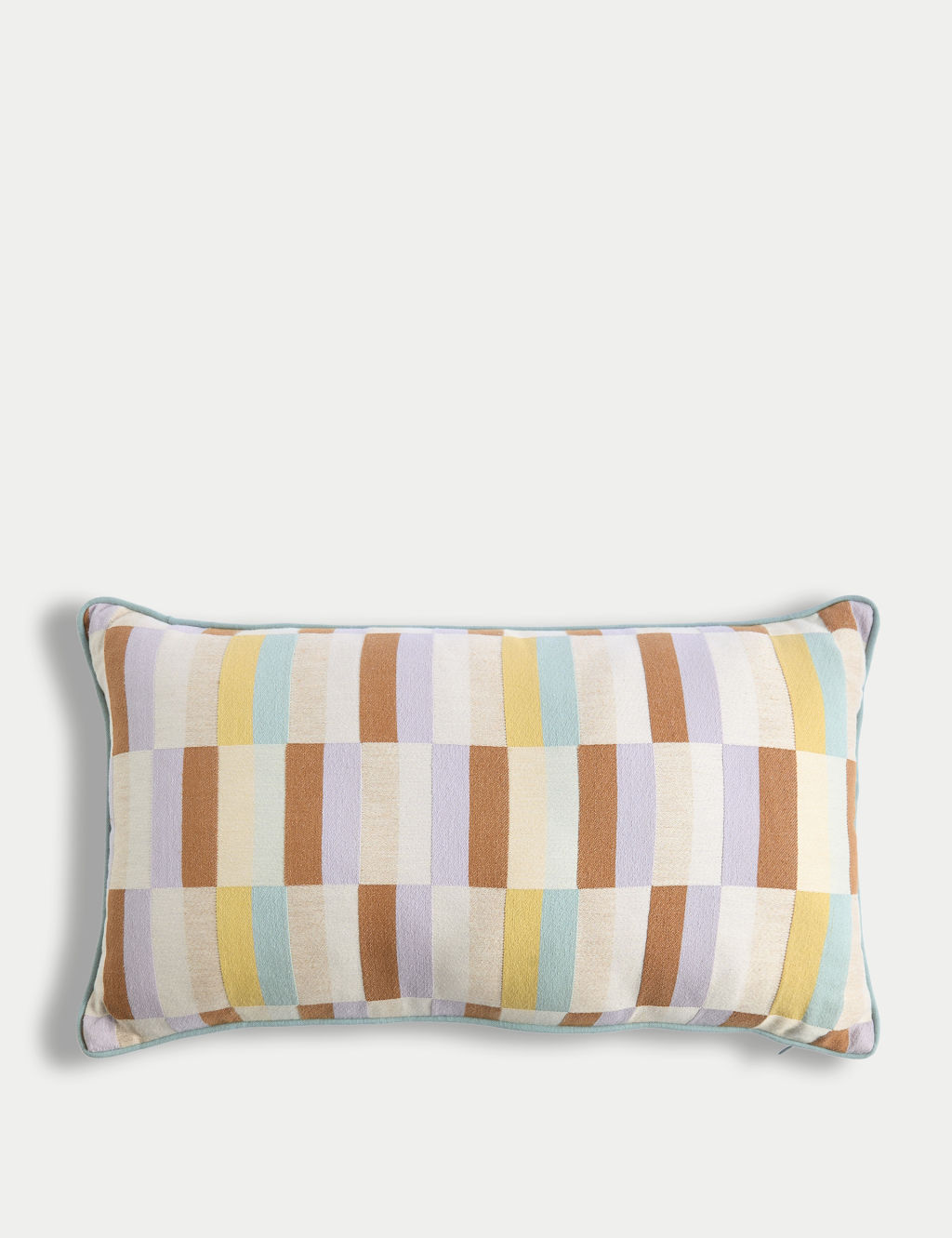 M&S Pure Cotton Geometric Bolster Cushion - 1SIZE - Aqua Mix, Aqua Mix