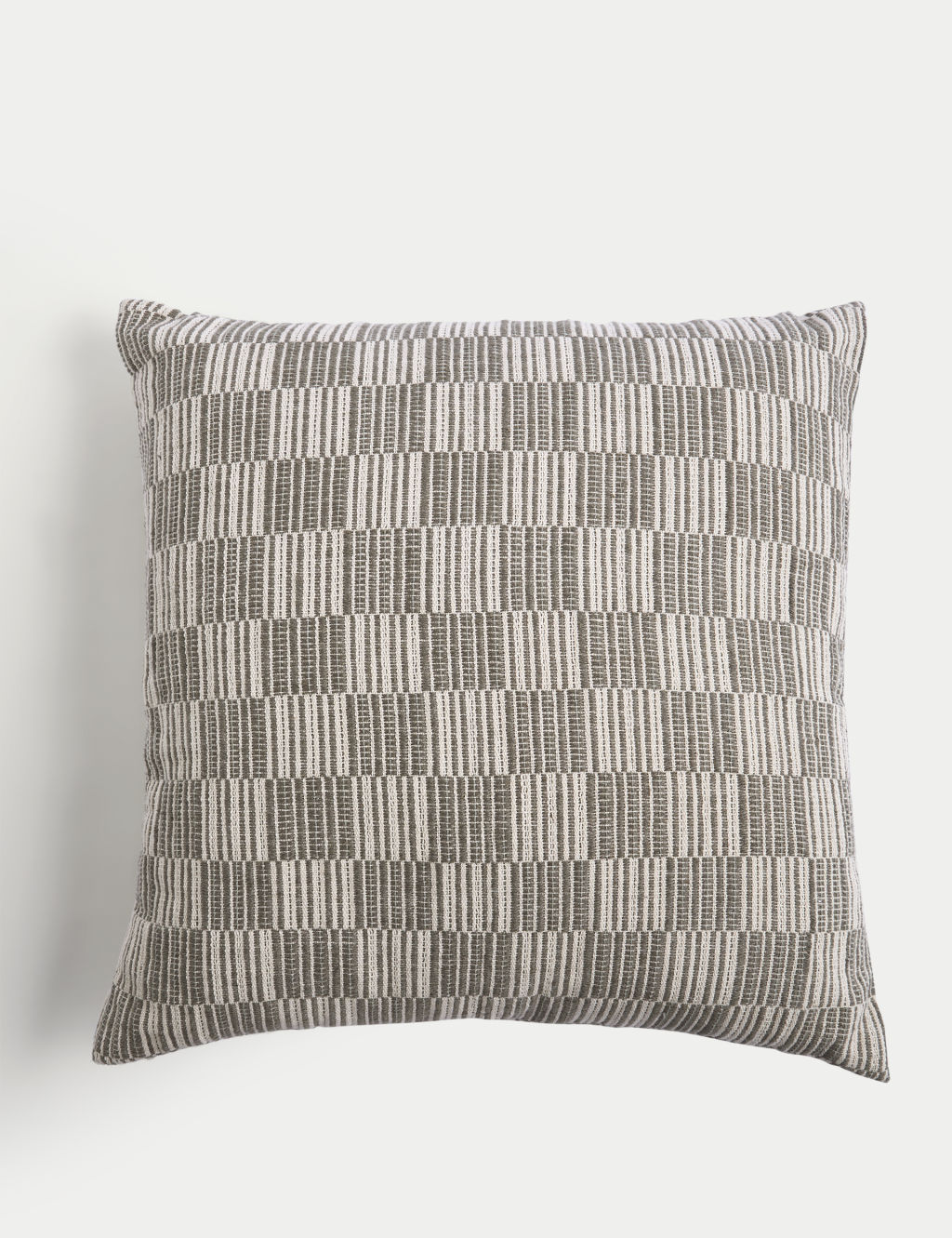 M&S Cotton Blend Geometric Woven Cushion - 1SIZE - Green Mix, Green Mix