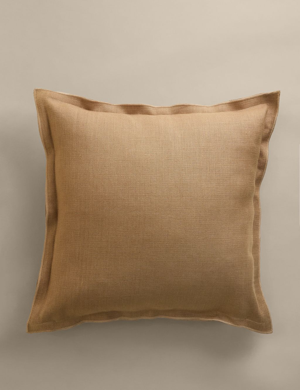M&S Pure Linen Cushion - Tan, Tan