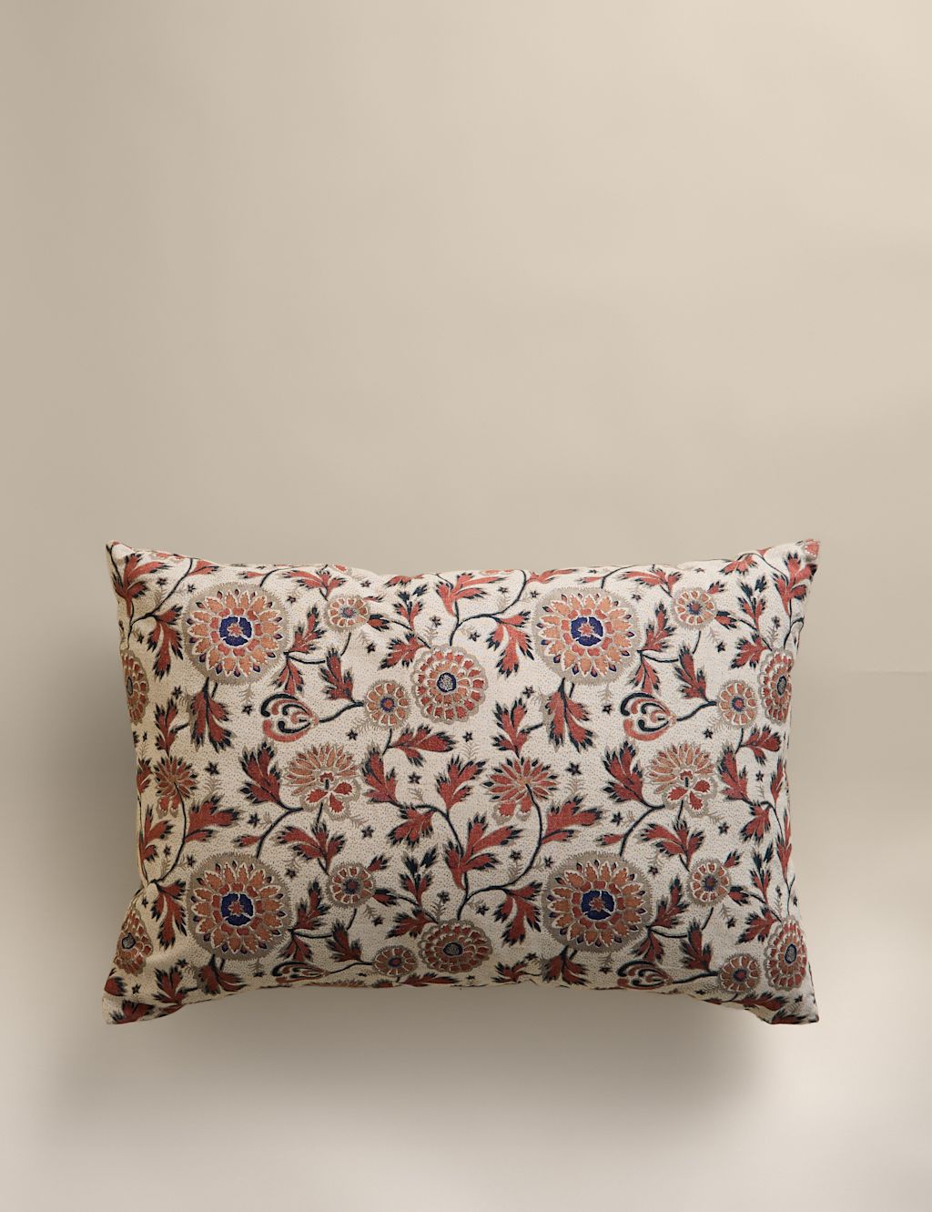 M&S Cotton Rich Floral Bolster Cushion - Rust Mix, Rust Mix