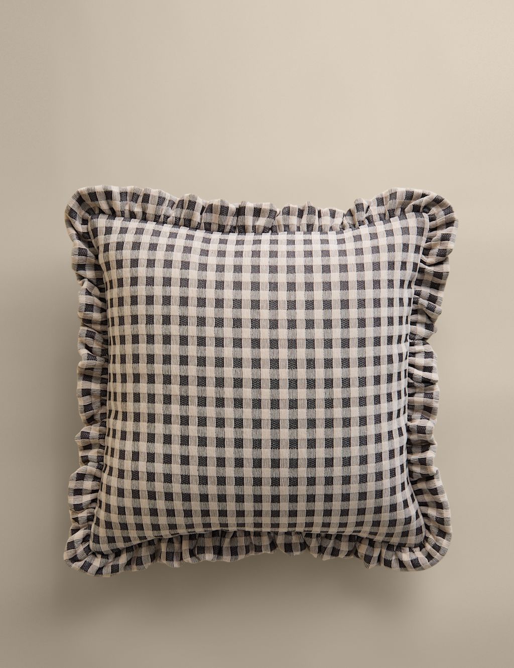 M&S Chenille Woven Gingham Cushion - Charcoal, Charcoal