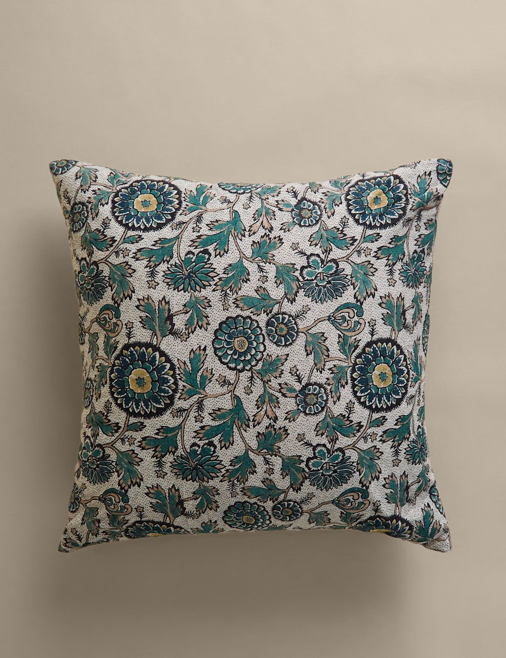M&S Cotton Rich Floral Cushion - Blue Mix, Blue Mix